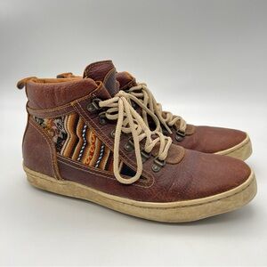 Inkkas Sz Women’s 11 / Men’s 9 Brown Leather Camping Boot Peruvian Pattern